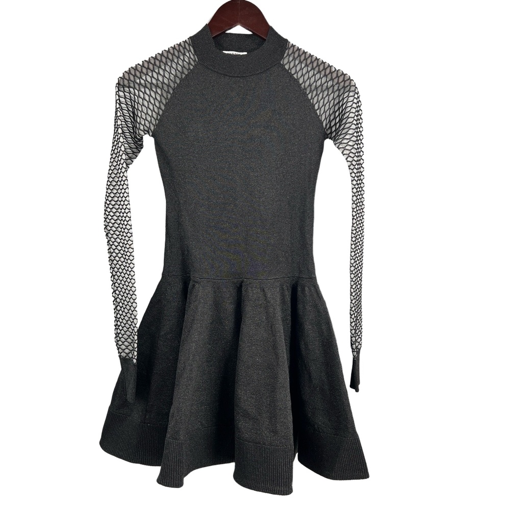 Jourden Dress Black Sparkle Fishnet Sleeves High Neck Wimseygoth EU 36 / US 6‎